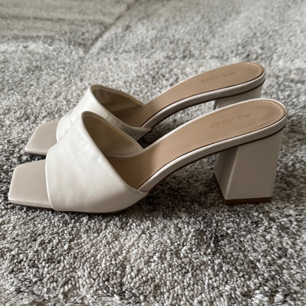 Aldo Women's Elegant Cream Heeled Mules